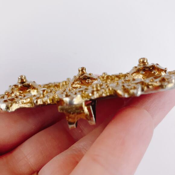 VTG 1970s Victorian Revival Ornate Gold Tone Cast Metal Rococo Belt Buckle - Picture 6 of 11